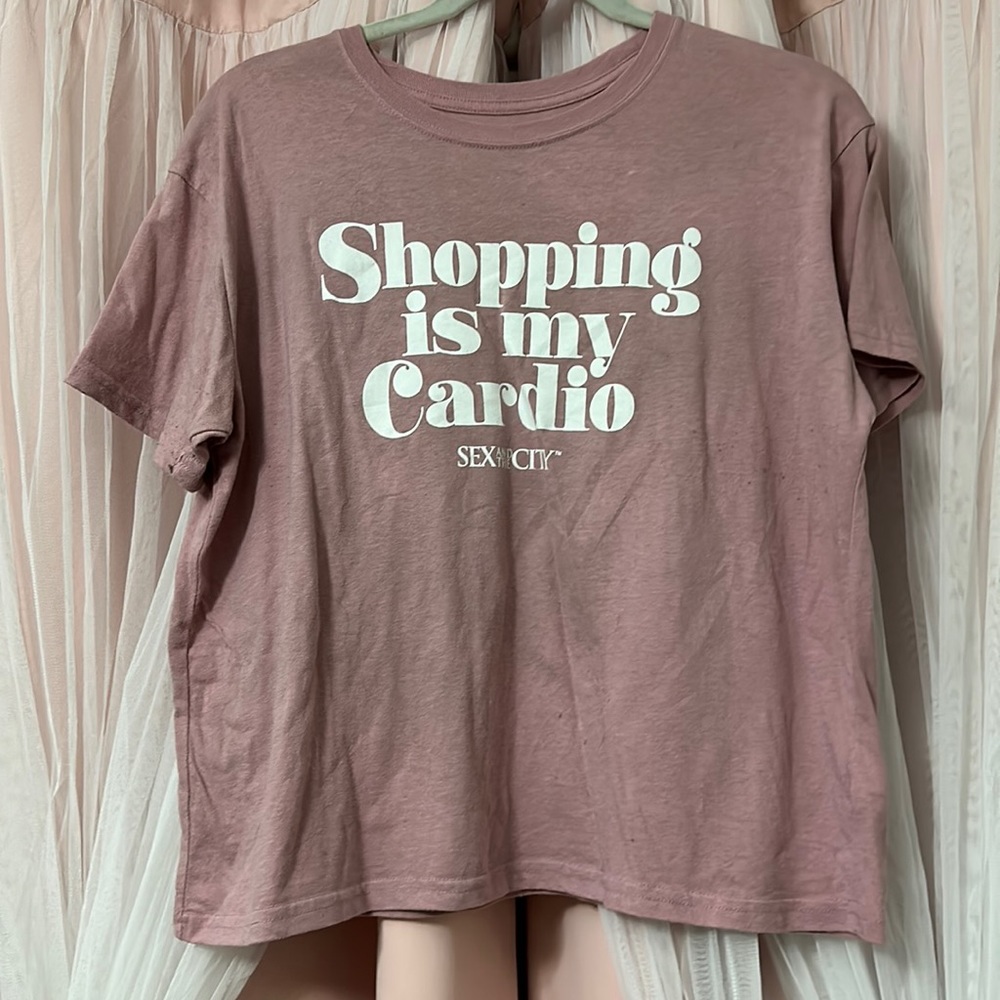Shopping is my cardio crop tee